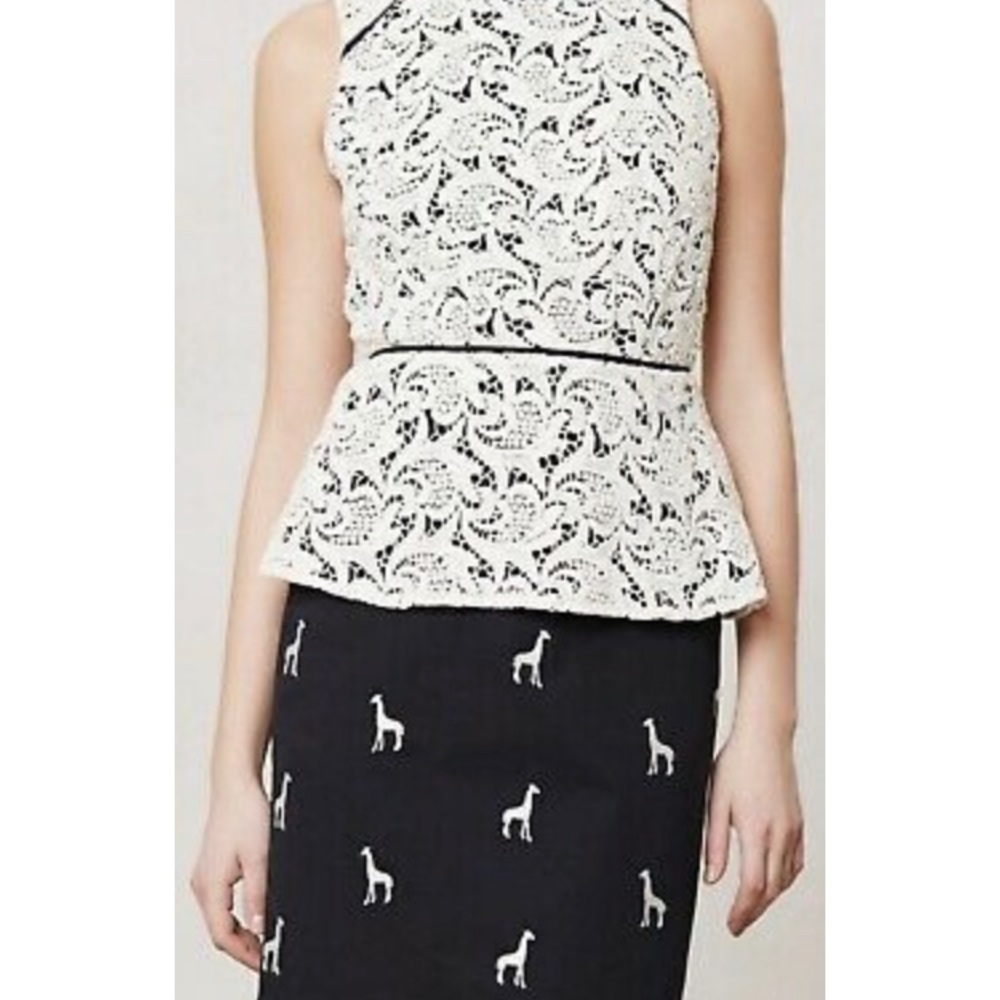 Anthropology Sleeveless lace peplum Top